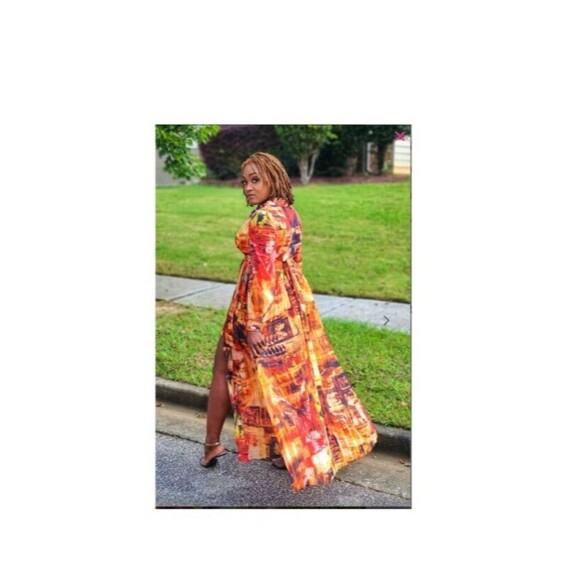 Latiste Maxi Dress Womens 3X Sheer Multicolor V Neck Vacation Formal - Picture 13 of 14